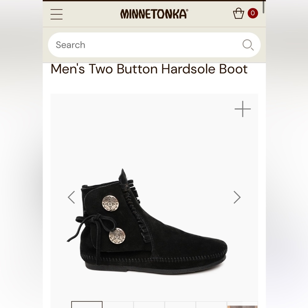 Minnetonka Men's Black Two Button Hardsole Boot